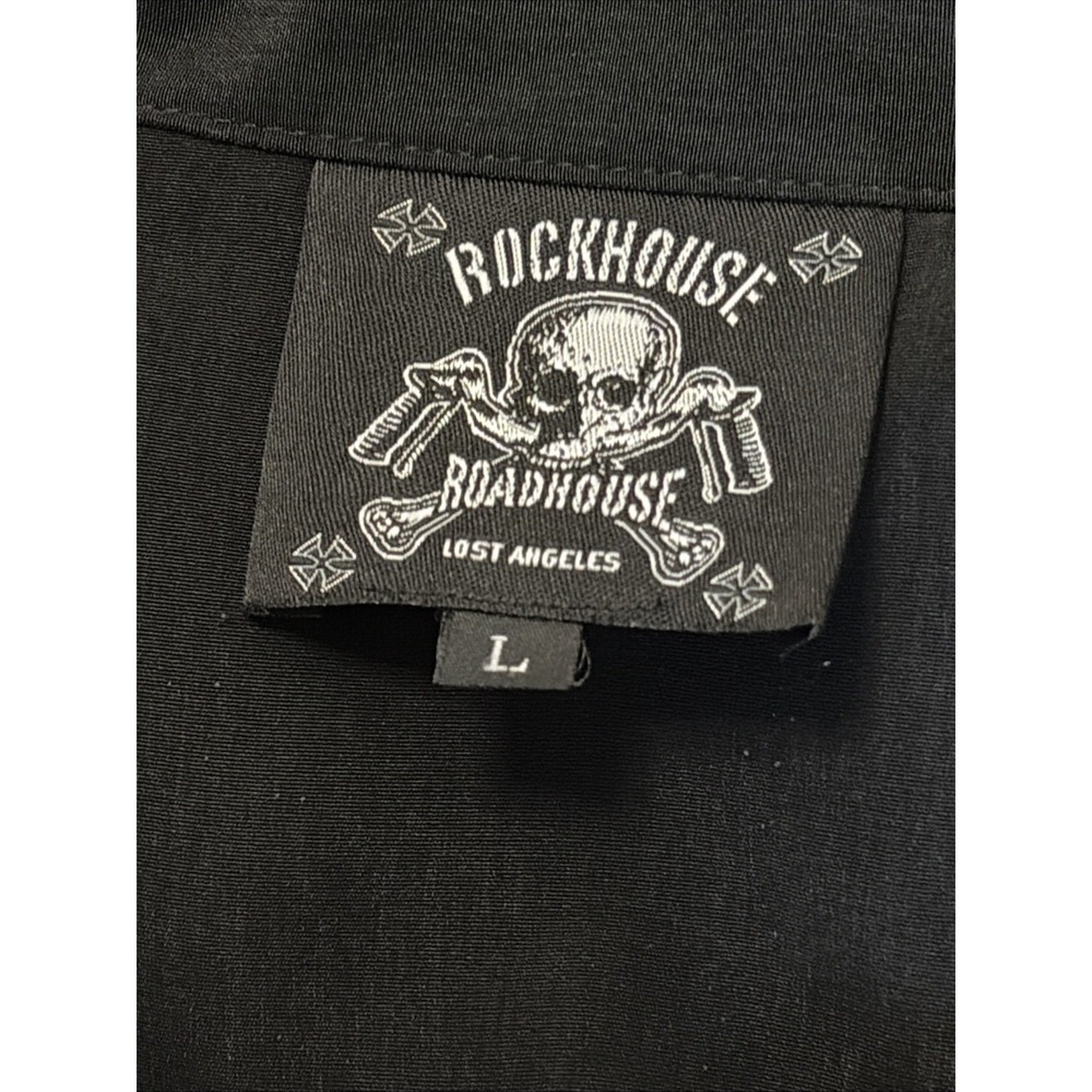 Rockhouse Roadhouse Men's L Short Sleeve Button Up Shirt Biker Skull Y2K - Picture 12 of 14